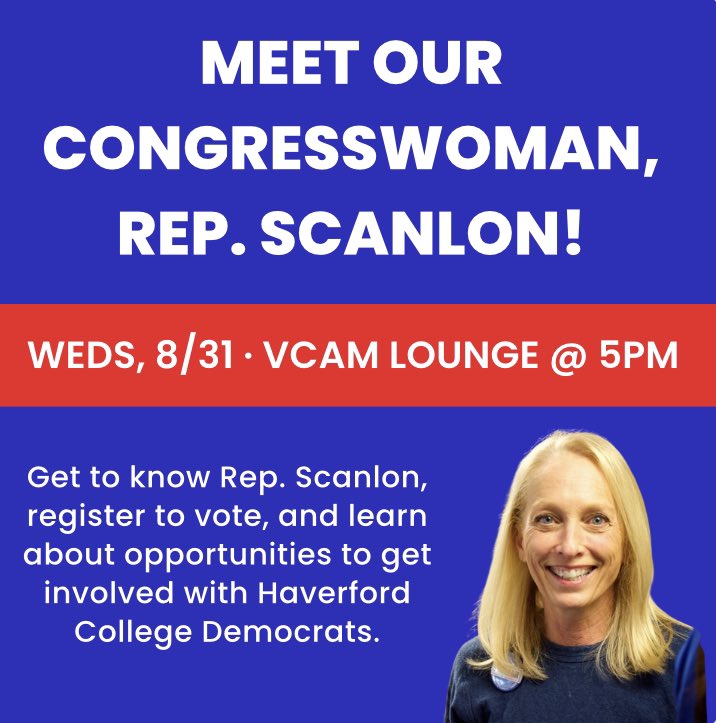 FordDemocrats's tweet image. Welcome back to campus friends! 😎🥳 Come celebrate the start of the semester with Rep. Scanlon and Hav Dems!! 😈🙌