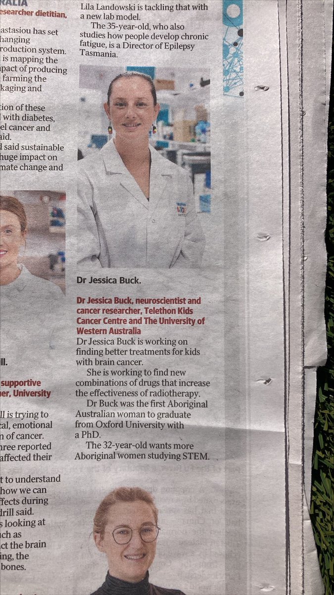 jessica_l_buck's tweet photo. Very exciting to be featured in a "Top 20 under 40" story alongside such incredible scientists, including fellow #SuperstarsofSTEM @hannahrwardill @JiaoJiaoLi_Syd @noushinnasiri @rockatscientist and @telethonkids scientist @niamhtroy https://t.co/6FXNPJKwcC
