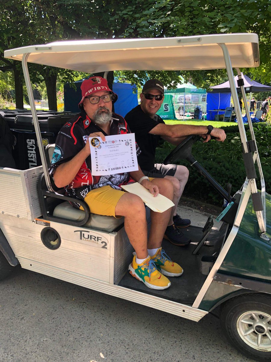 TedHealey's tweet photo. At the #Superpower5k troop today I was surprised with a certificate of 10 years (!!!!) of service to the #501st I was also awarded the ceremonial golf cart ride back to the ferry because Iβm old. #501stcdn #badguysdoinggood https://t.co/H7LsRGWyEc