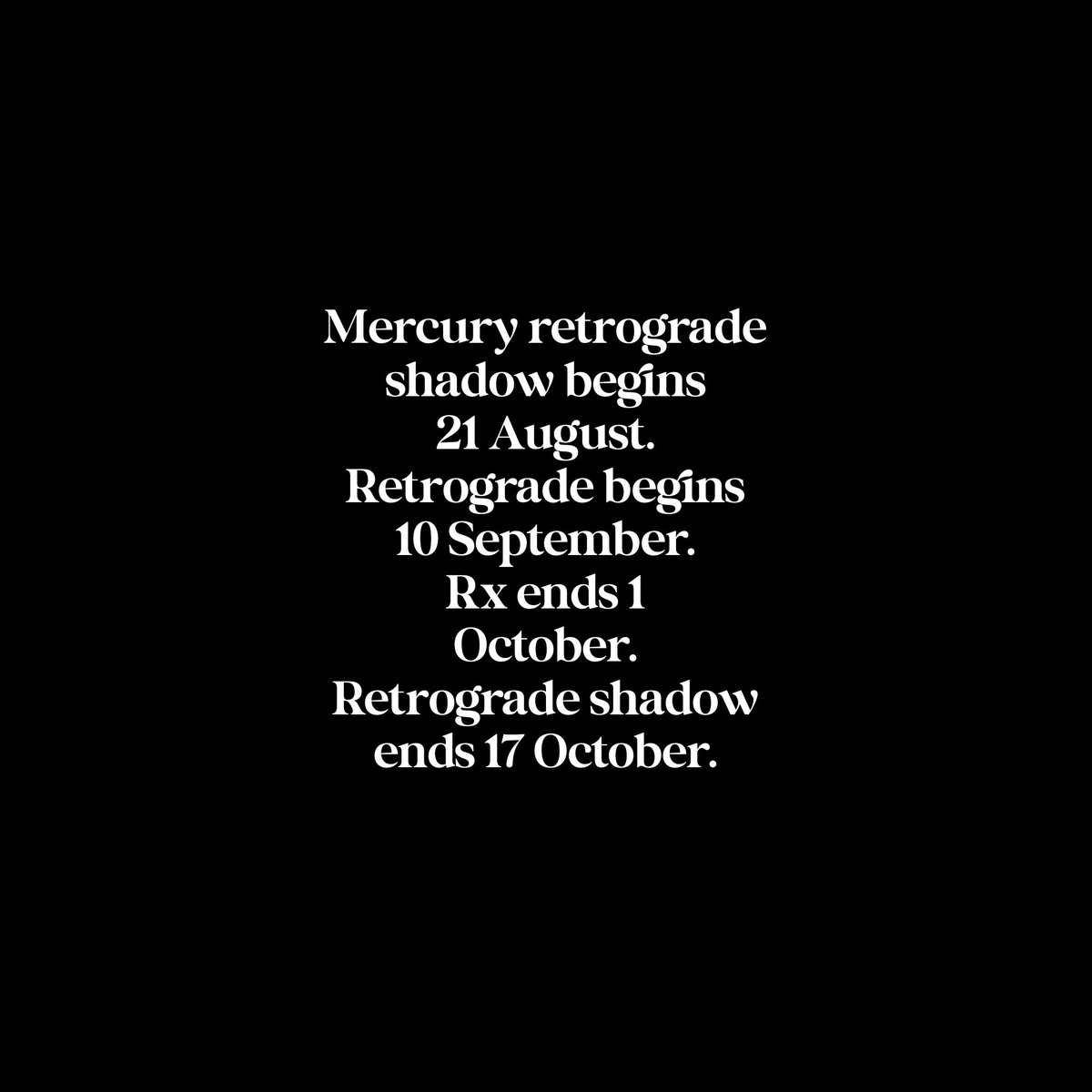 Upcoming Mercury retrograde dates.