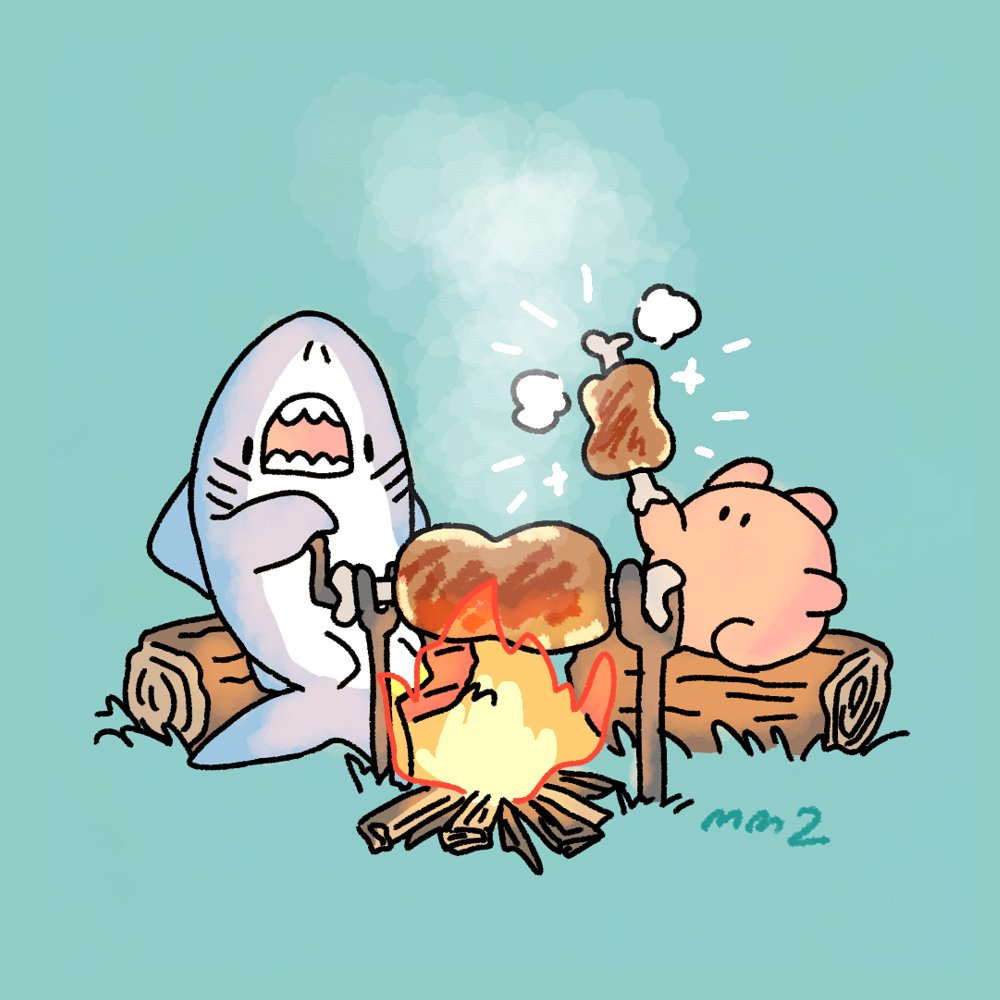 「憧れの焼き肉#焼肉の日 #イラスト #サメとメンダコ 」|サメとメンダコ🦈🐙namelessmm2のイラスト
