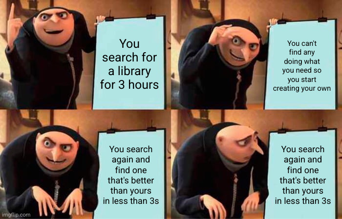 PR0GRAMMERHUM0R's tweet photo. I love creating my own libraries https://t.co/Y7GYDpAGcd https://t.co/0xSLXSS1Zc