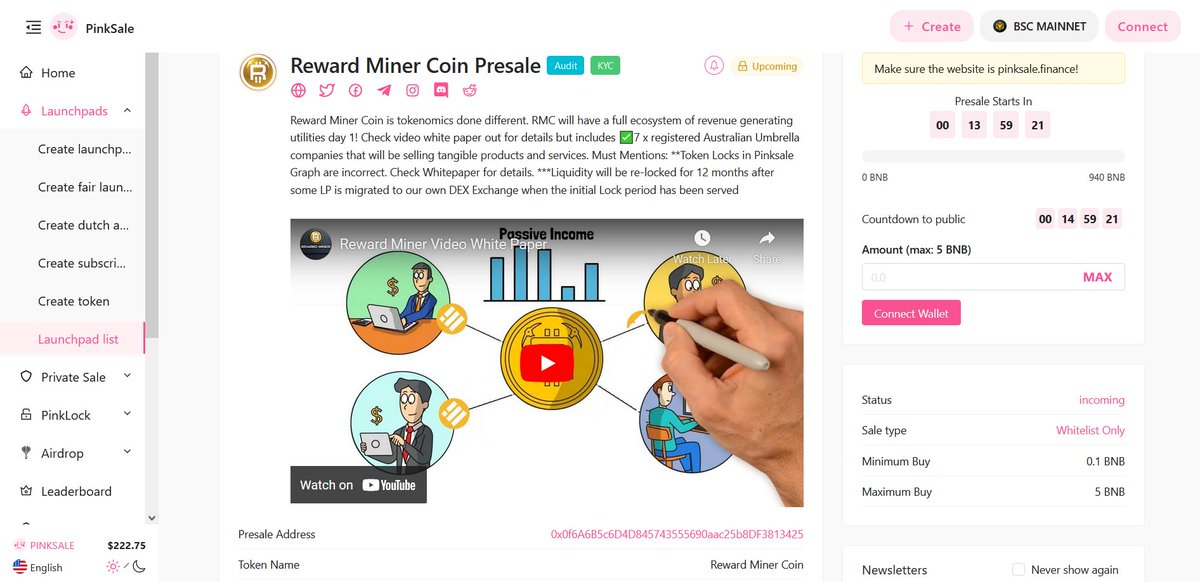 👉 An error occurred when <a href="/Rewardminercoin/">Reward Miner Coin</a> #Presale had been cancelled due to an oversight with KYC.

✅ Pinksale takes responsibility for this error and are happy to announce the validity of the original KYC.

🚀 Check them out below:

pinksale.finance/launchpad/0x0f…

#BSC #BNB #Crypto