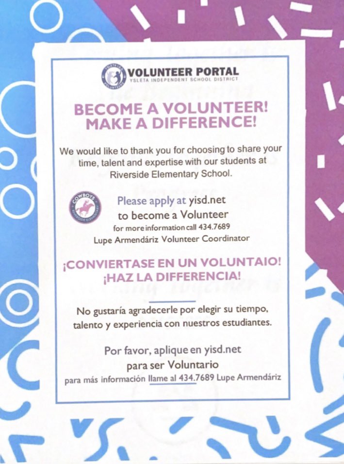 Parents make a difference in your child’s education get involved!📚🎓📝<a href="/RiversideEleme2/">Riverside Elementary School</a> <a href="/YISDPIE/">YISD Partners In Education</a> <a href="/YISDVolunteers/">YISD Volunteers</a> #riverside4ever <a href="/UrenoOlivas/">Claudia Ureno-Olivas</a>