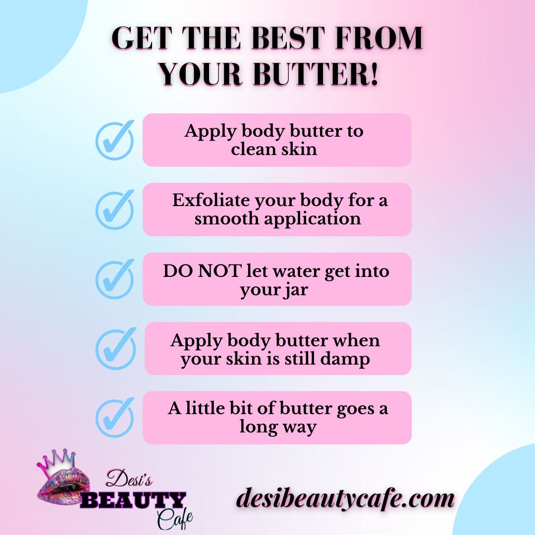 desibeautycafe's tweet photo. Our scents!

~Fragrance-Free 💗
~Pineapple Sunrise 🍍🍹
~Georgia peach 🍑
~Pink Sugar 💗🍬
~Strawberry Pound Cake 🍓🍰
~Very Vanilla🍨🍦

Get your body butter today at https://t.co/sil29oFJKi! 👩🏾‍🍳✨

#blackownedbusiness #womanownedbusiness #blackwomanownedbusiness #bodybutter https://t.co/1dr2nd9ecS