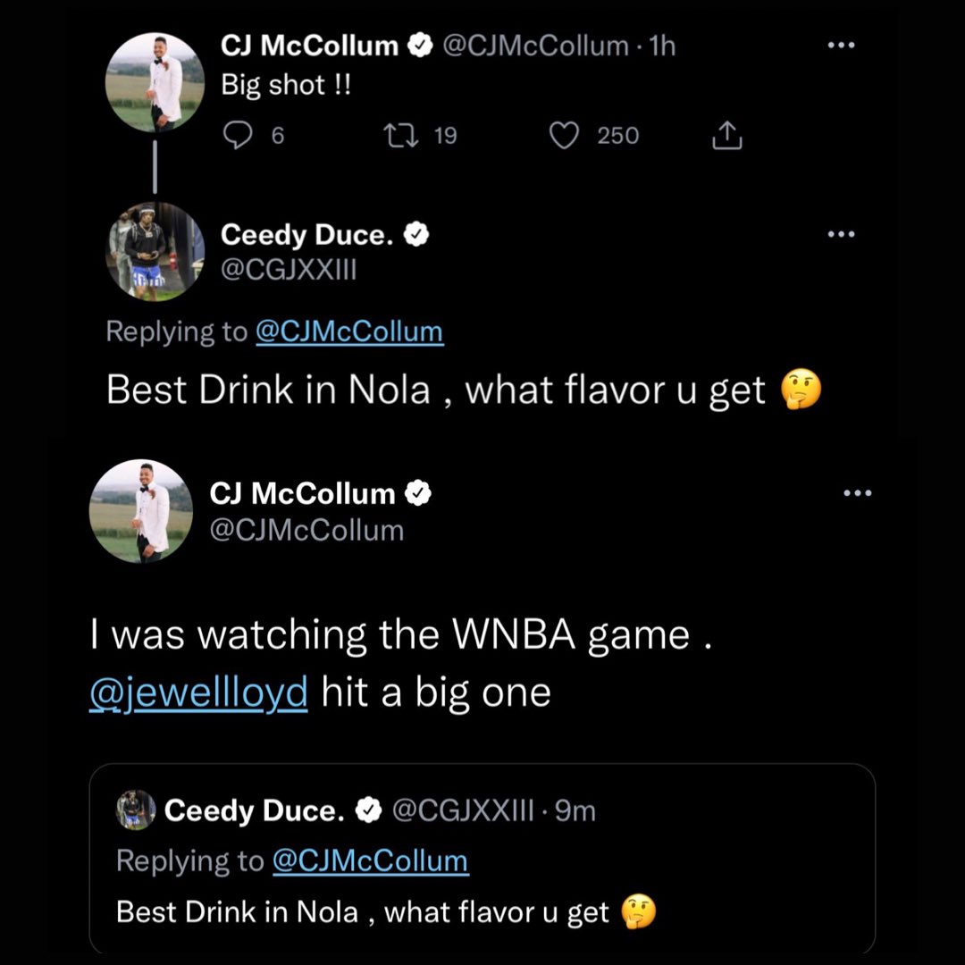 BootKreweMedia's tweet photo. CJ is talking hoops 
CJGJ is talking cold drinks 

😂😂😂😂 https://t.co/uyvYBGOtrL