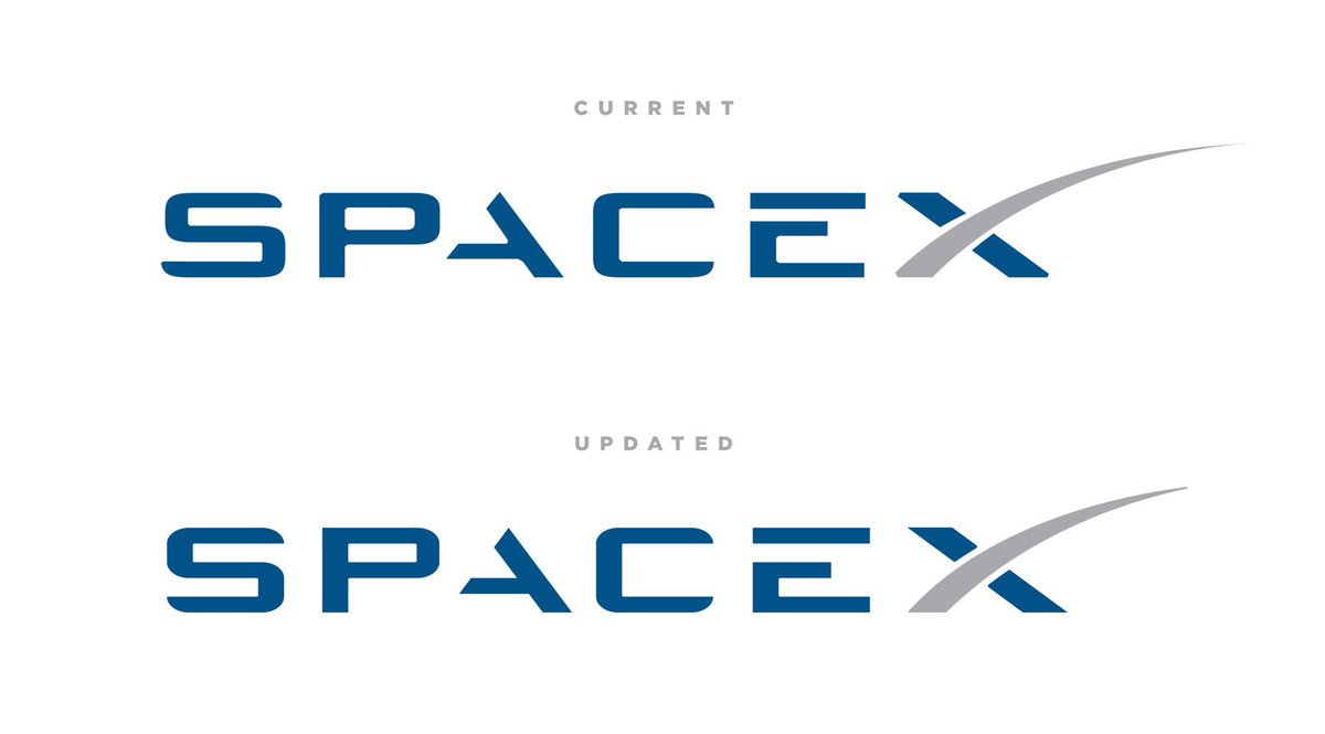 MarkRantal's tweet photo. @elonmusk @Kristennetten @culturaltutor Always appreciated the Wordmarks for both companies, and always dreamt of a few subtle updates for SpaceX. https://t.co/4zsRggVgvf