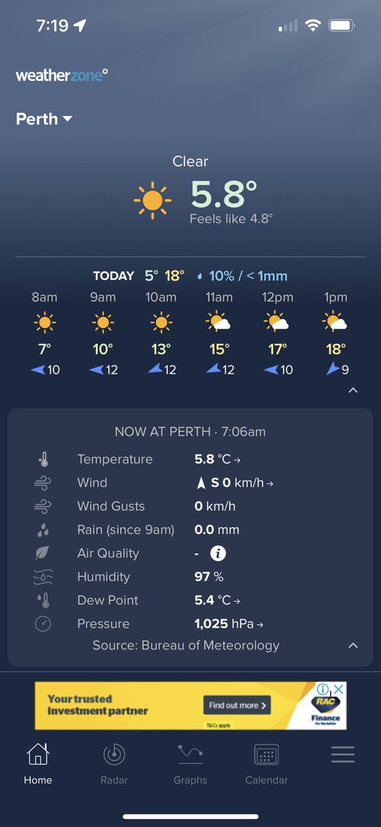 runofthemilne's tweet photo. Just to be clear it is 7am 🥶🥶
What did you get over there this morning @SCalliss?
No bloody dry heat here, that’s for sure!
#perthwinter #perthweather #notadryheat https://t.co/YKVwbGxpF6