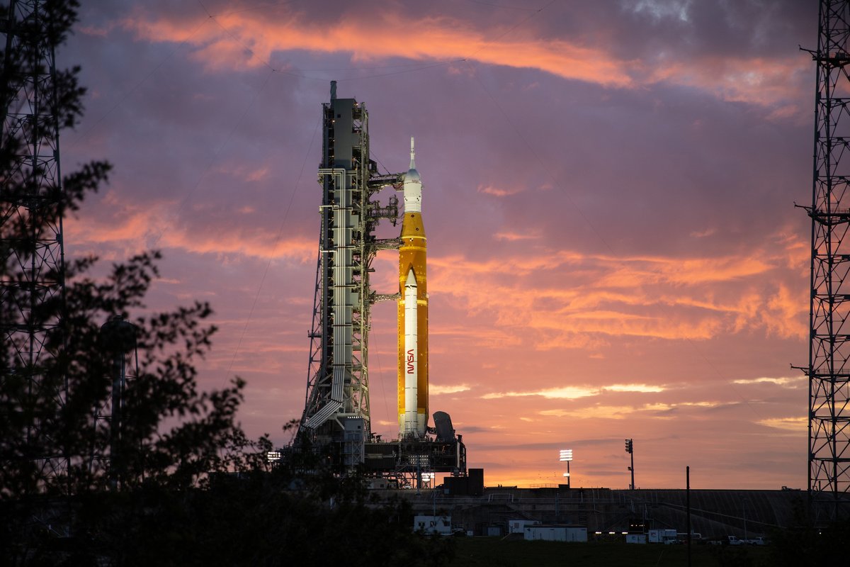 JonnyKimUSA's tweet photo. ICYMI - We are scheduled to launch Artemis I tomorrow, launch window opens Mon, Aug 29 0833 EDT. The culmination of years of collaboration &amp; hard work. 1st step of many for our return to the Moon and beyond. Some amazing SLS stack pics over the last few days courtesy @nasahqphoto https://t.co/qvjzjC2EG6