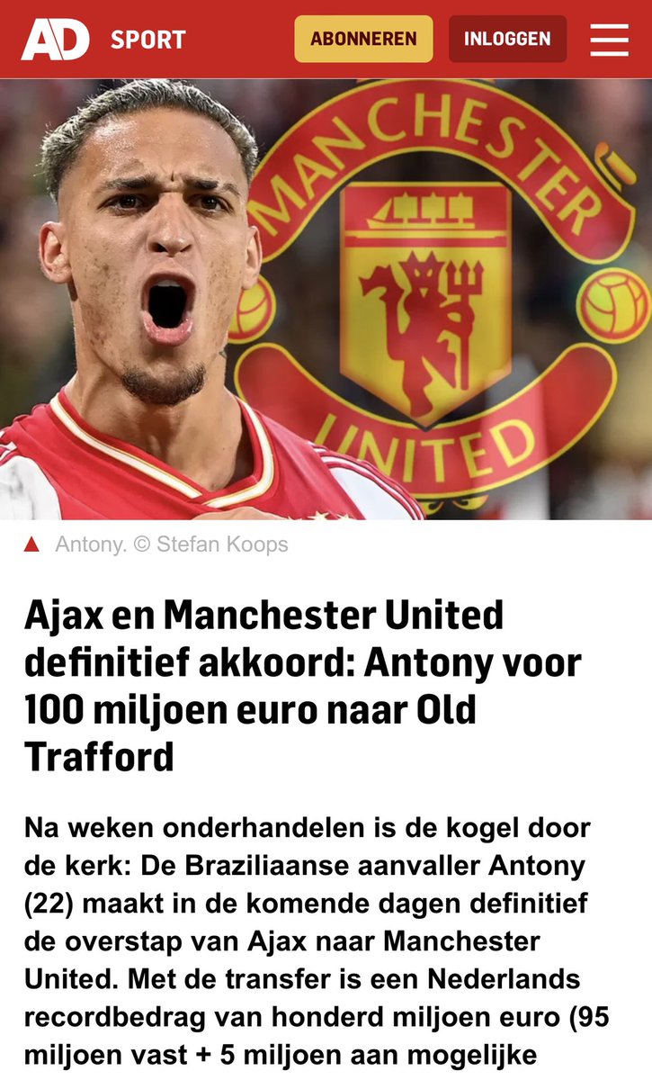 PatrickGrayham's tweet image. #Anthony #Ajax 100 miljoen