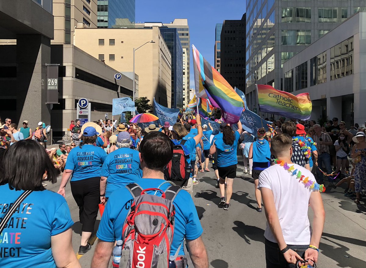 oectaottawa's tweet photo. So amazing to see so many marching in today’s Pride Parade with us, from babies in strollers to retirees! We participate so that our 2SLGBTQIA+ colleagues, students and families know we love them. We are honoured to celebrate with you! Happy Pride! 🏳️‍🌈🏳️‍⚧️ https://t.co/qVhXj15h9C