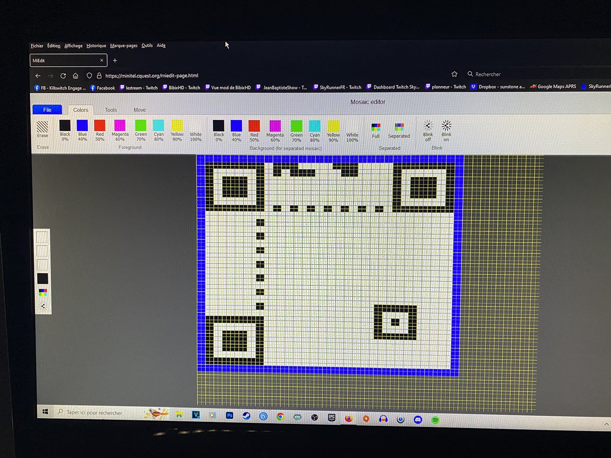 LE_F4GXS's tweet photo. Je suis en train de créer un QR code pour un serveur Minitel, c’est assez facile et la résolution est correct.🤘😈
L’éditeur vient de @cq94 (cquest / MiEdit)
#atari #atarist #atariste #serveur #server #minitel #stutone #qrcode #demo https://t.co/SLS0pdOeMz