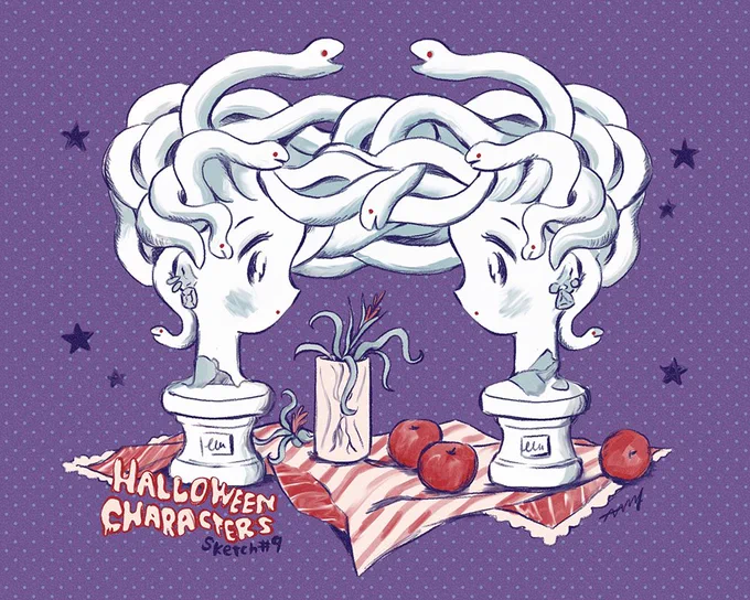 ちなみに今回のAAMY「魔女の物語」シリーズはこちらのハロウィンのイラストたちからの着想です。 