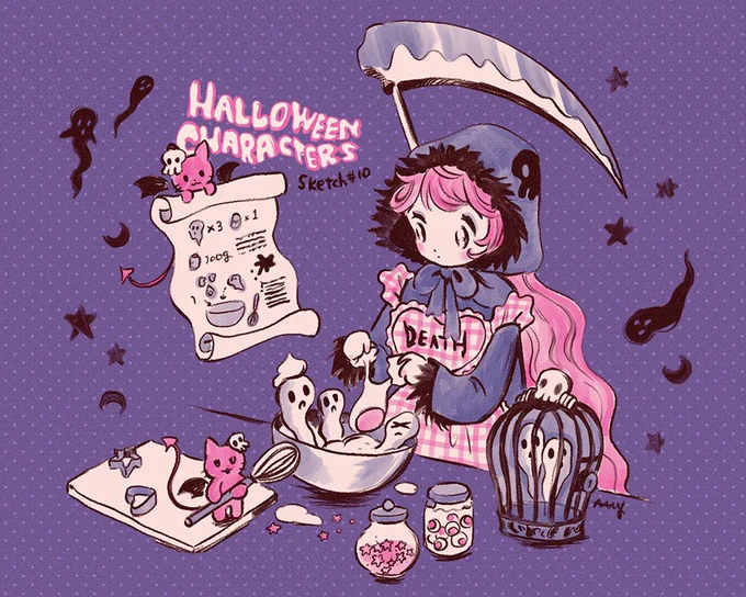 ちなみに今回のAAMY「魔女の物語」シリーズはこちらのハロウィンのイラストたちからの着想です。 