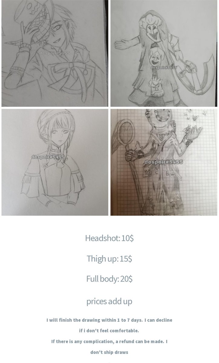 ArtDiscord's tweet photo. [Discord] Despeir#5455 is offering commissions, go contact them or on twitter @despear07 if you are interested
#commissionsopen #artcommissions https://t.co/o9jXqV4iOg