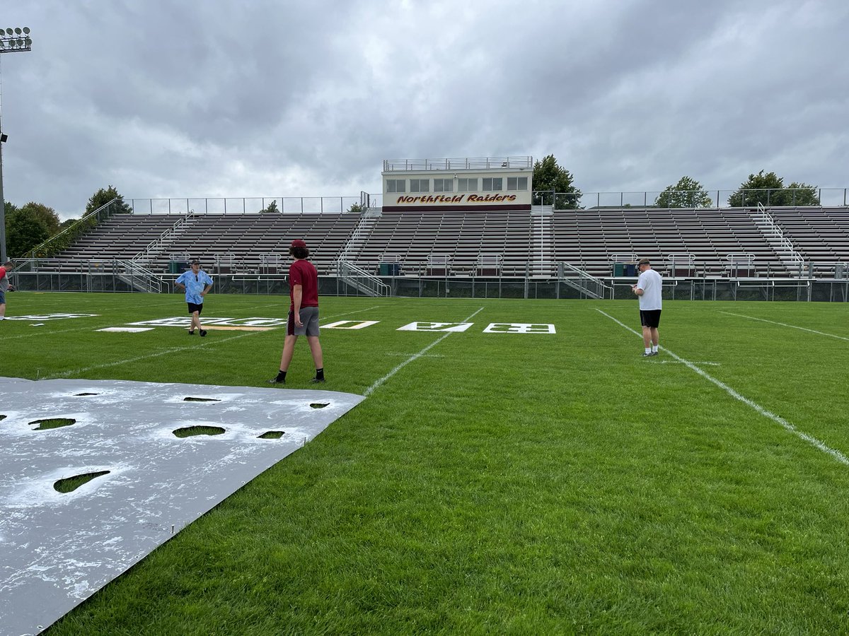 JenRauk's tweet photo. Getting the field painted for Friday night against Austin. @AdNorthfield @NFLDSchools https://t.co/fZIvr6AEED