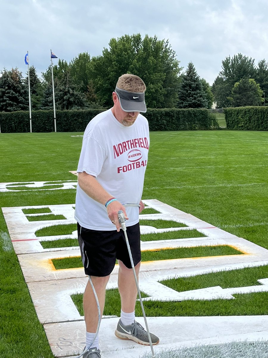 JenRauk's tweet photo. Getting the field painted for Friday night against Austin. @AdNorthfield @NFLDSchools https://t.co/fZIvr6AEED