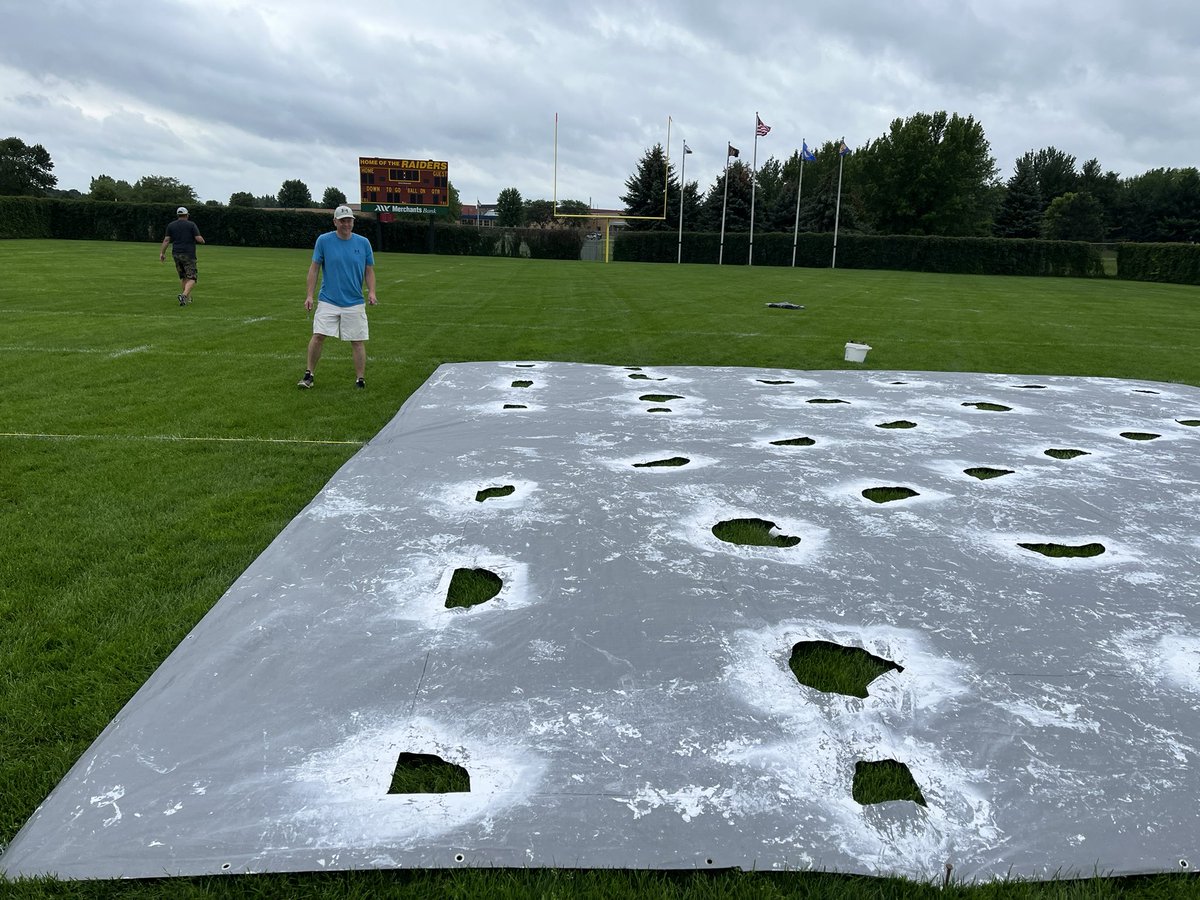 JenRauk's tweet photo. Getting the field painted for Friday night against Austin. @AdNorthfield @NFLDSchools https://t.co/fZIvr6AEED