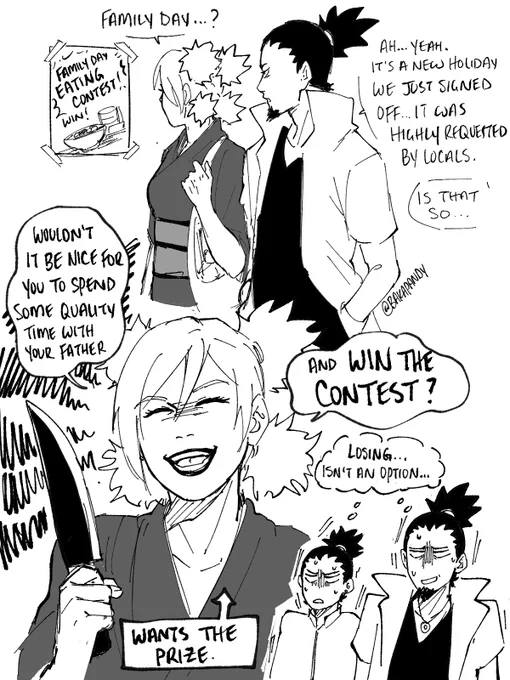 still not over Shikadai and Shikamaru joining the eating contest bc Temari wanted the prize 