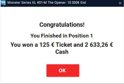 OccItalian's tweet image. Des series online qui démarrent bien avec cette victoire sur les Monster Series XL @PMU_Poker  :)