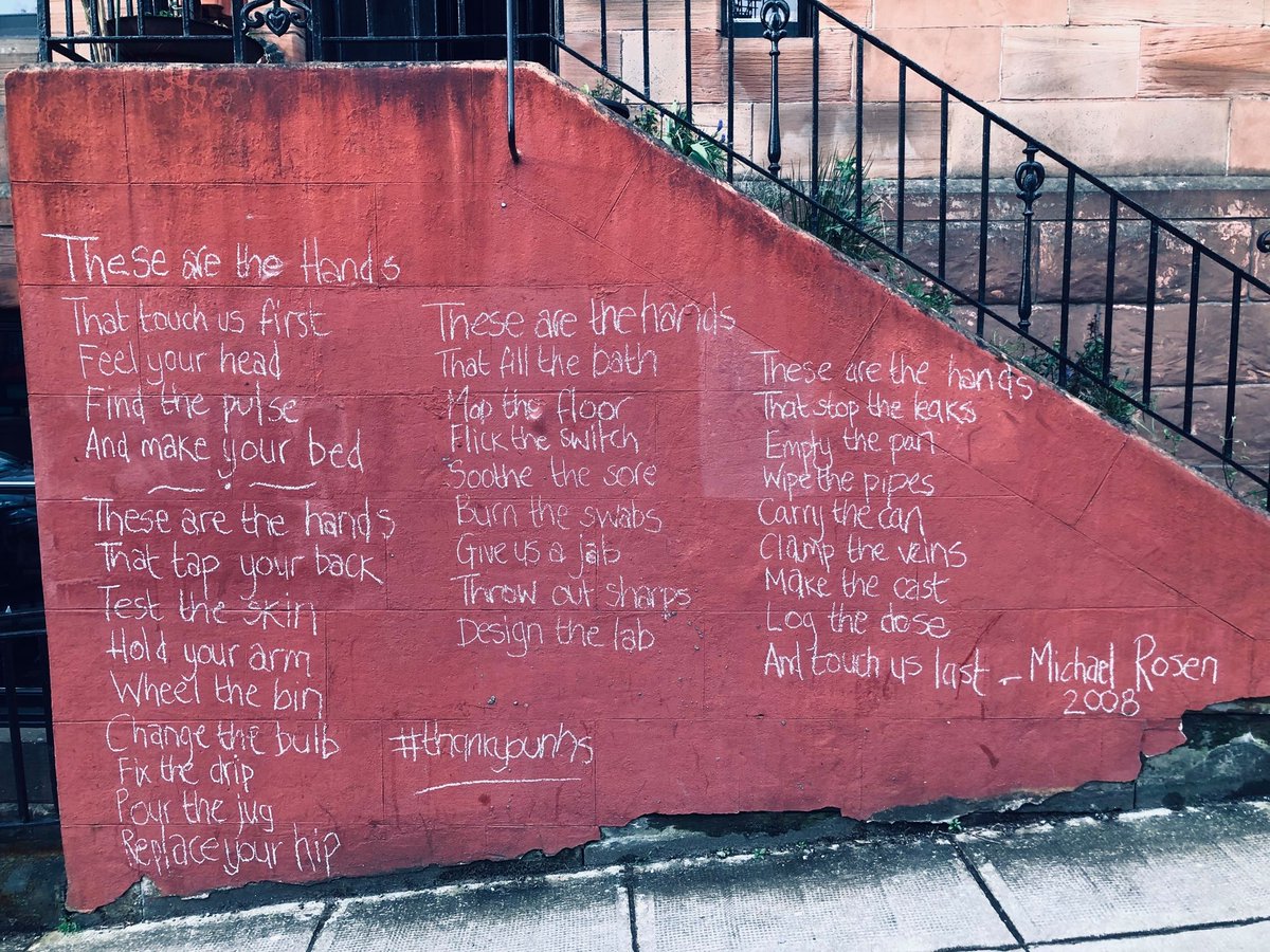 LostGlasgow's tweet photo. When the wonderful @MichaelRosenYes posts, I always reply with this; we don't deserve you, but we chalk your words on our walls... https://t.co/OXD5idDx0q