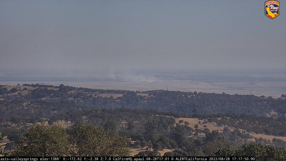 CAFireScanner's tweet image. #SmithFire in Stanislaus Co @ Hwy 4 &amp;amp; Milton Rd: AA440 reporting 10-15 acres of grass, left flank is moving slowly, right flank has moderate-dangerous ROS moving S/E. Potential for 25 acres. Started as a vehicle collision w/ fire. share.watchduty.org/incident/1152