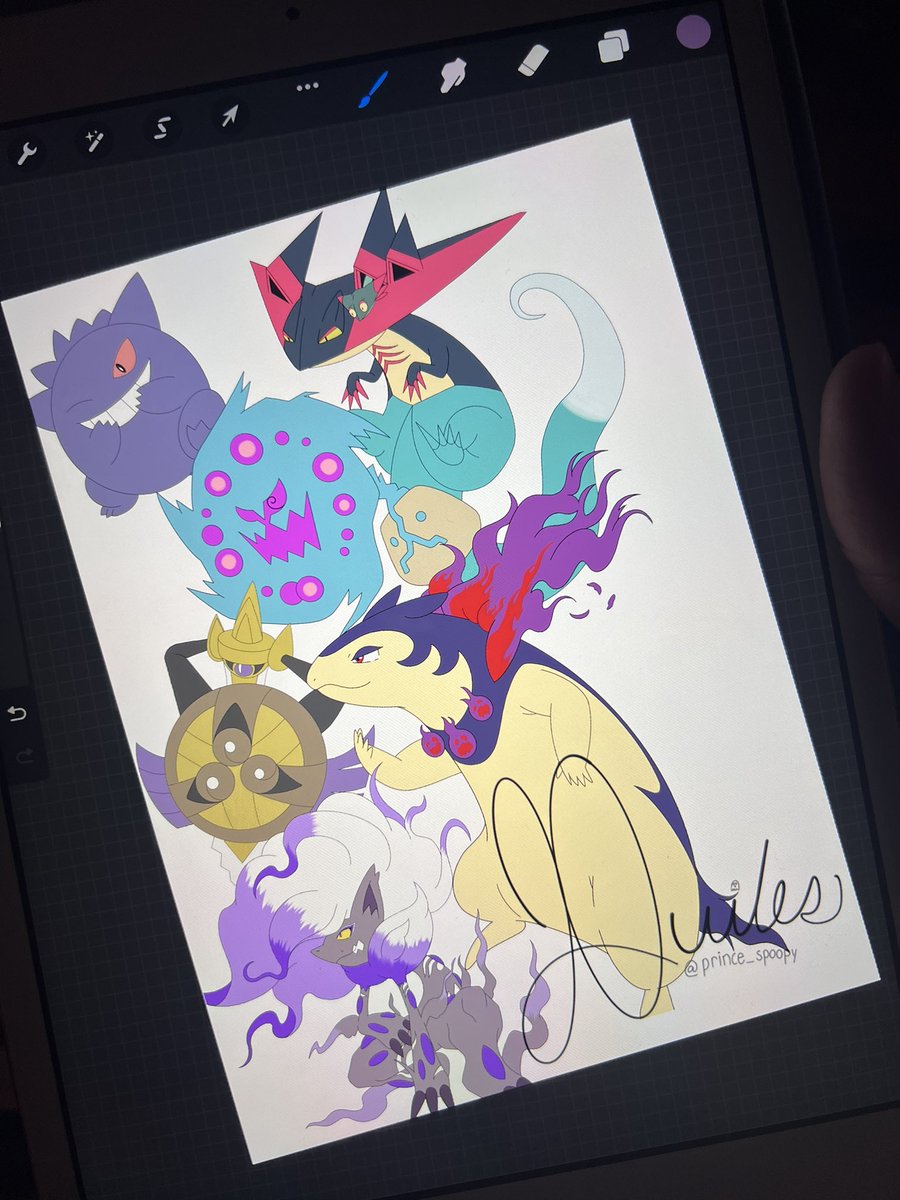 Prince_Spoopy's tweet photo. Coloring the #Pokemon finally done!I gotta do the lights and and shadows, the background, and add myself to the picture and weโre done! Now I know why I donโt do commissionsโฆ yet lol. #drawing #art #digitalart #ghosttypes #spoopy #procreate
โค๏ธ &/or ๐ immensely appreciated https://t.co/lxjtoZFnT0