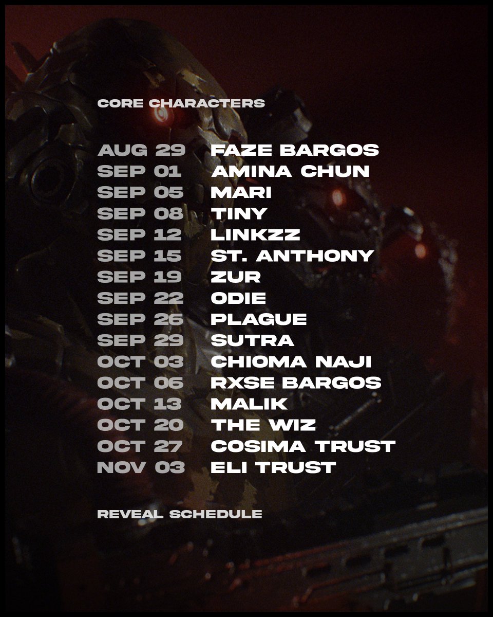 coll3ctiveai's tweet photo. Core Characters: Tentative Release Schedule. https://t.co/2yz6ArdDaJ