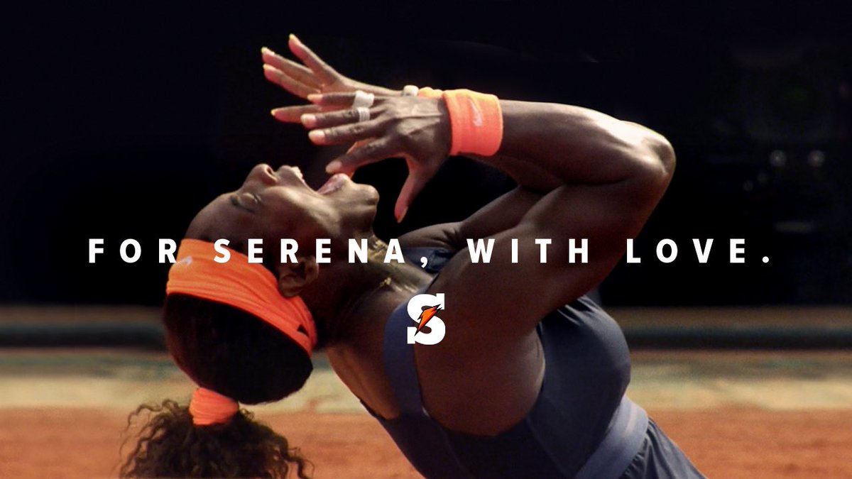NickDePaula's tweet photo. Gatorade is honoring Serena Williams this week by transforming its G logo to a “S”⚡️

She’ll have a special edition sideline towel &amp; bottle at the US Open this week: https://t.co/tr7dmkUC9k