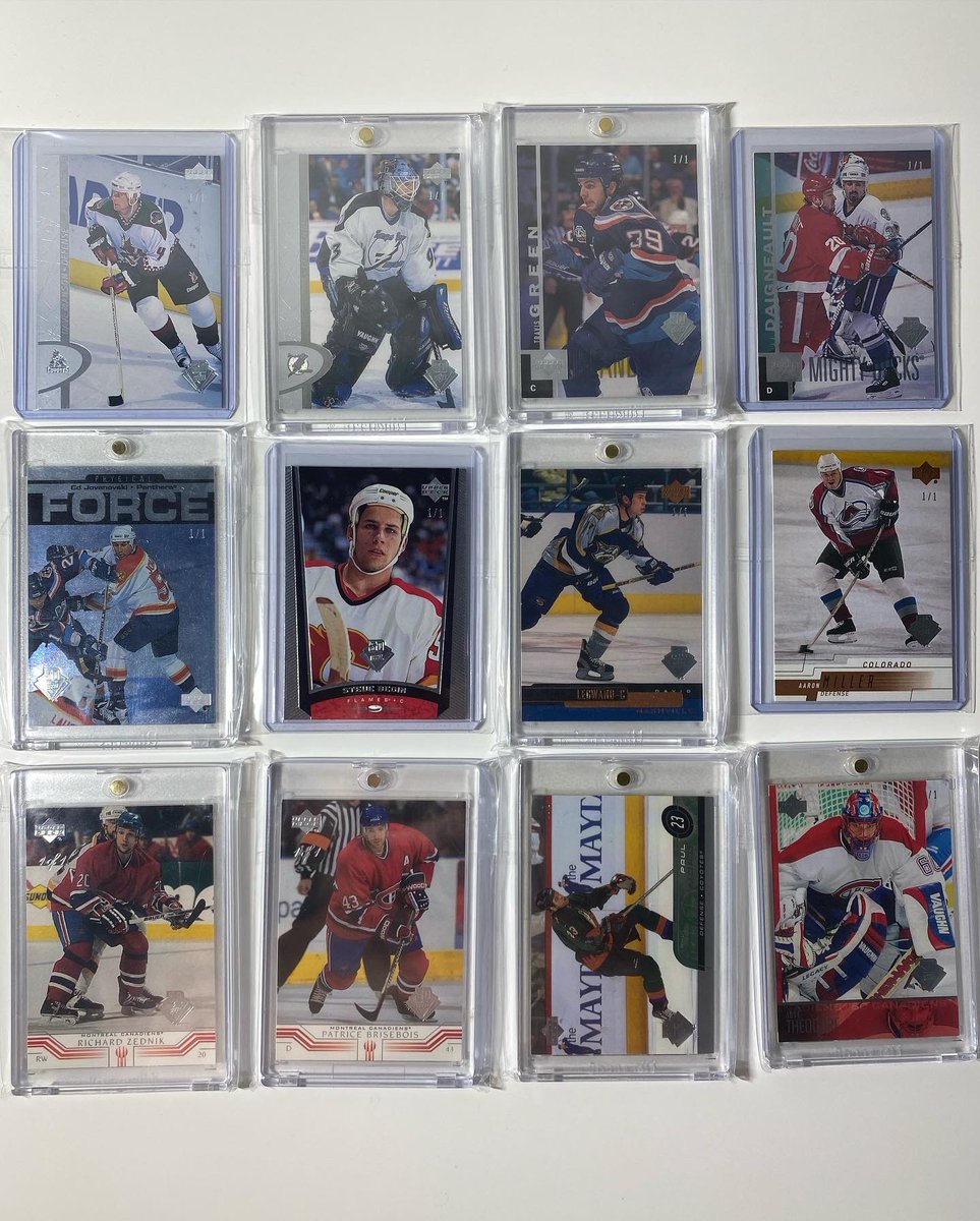 zaffyy88's tweet photo. Project completed! Here is at least one card for all 30 years and at least one card per team, past and present, from Upper Deck’s 30th Anniversary 1/1 buybacks from the 2019-20 series. Took a while to finish and plan but really happy with the collection! 1/2 @UpperDeckHockey https://t.co/kEQeQwr6xF