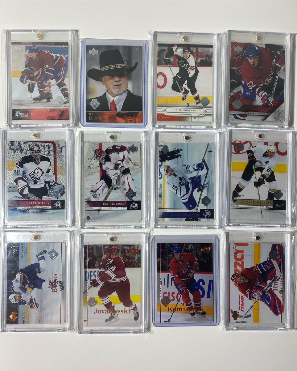 zaffyy88's tweet photo. Project completed! Here is at least one card for all 30 years and at least one card per team, past and present, from Upper Deck’s 30th Anniversary 1/1 buybacks from the 2019-20 series. Took a while to finish and plan but really happy with the collection! 1/2 @UpperDeckHockey https://t.co/kEQeQwr6xF
