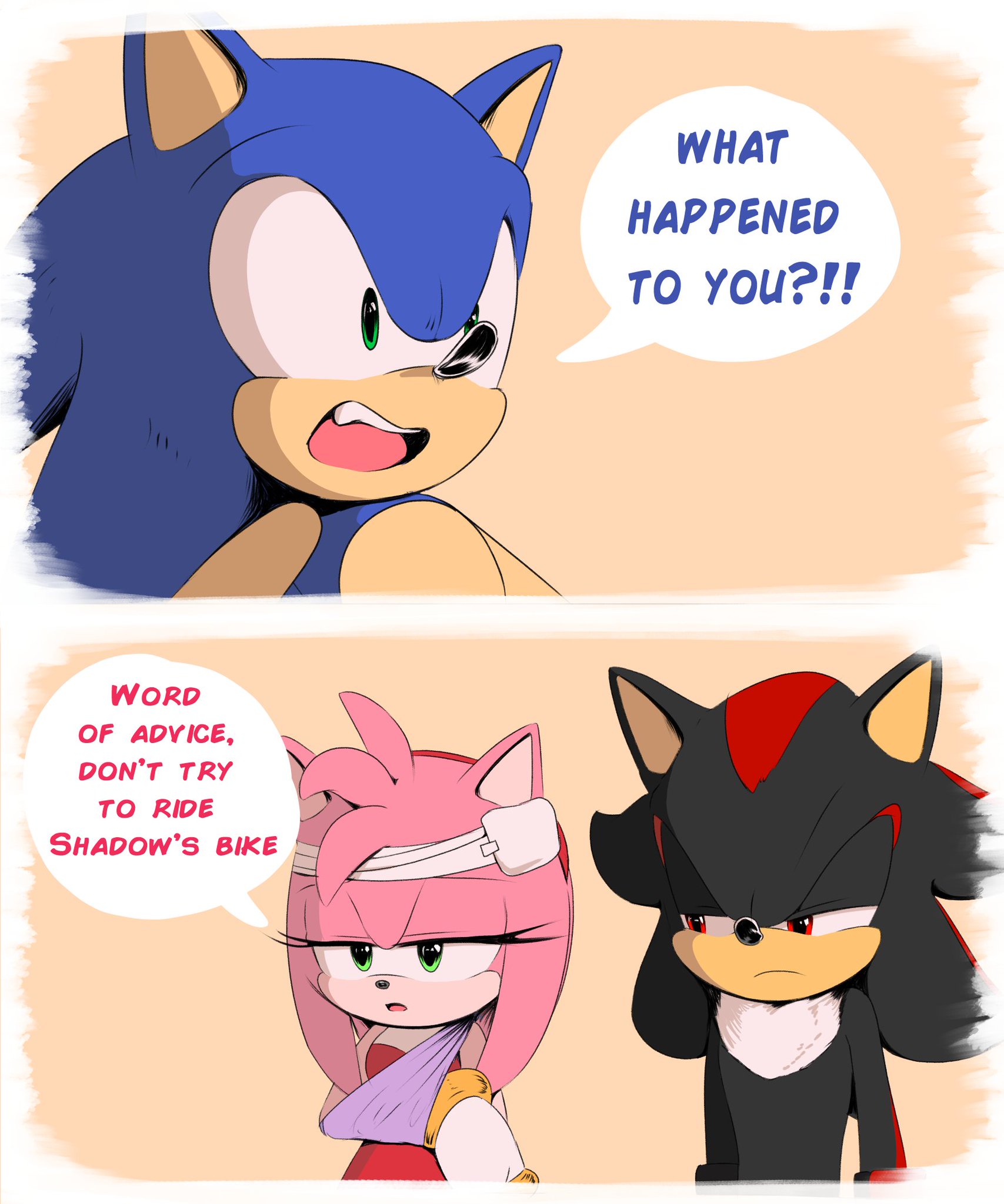 Chocomilk Fanfic on X: Context: Amy and Shadow went out as friends, or so  Amy thought, Shadow thought it was a date 😆, but a gossip show saw them and  now they're