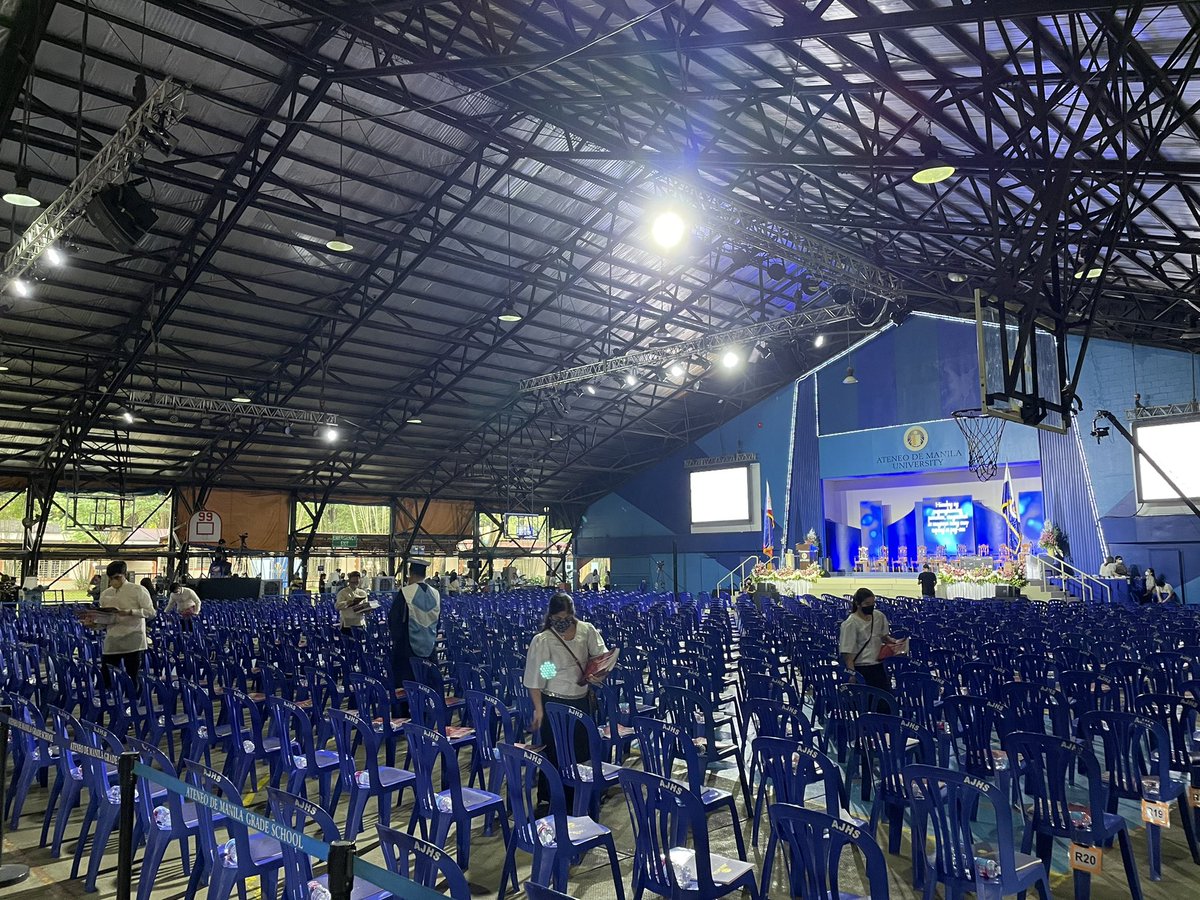 Gap_TheGUIDON's tweet photo. HAPPENING LATER: The School of Social Sciences (SOSS) Commencement Exercises at the Ateneo High School Covered Courts. | @TheGUIDON https://t.co/HN06cu1Xc4
