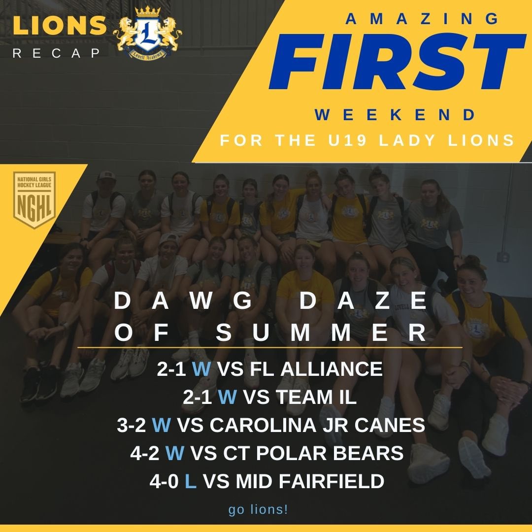 Lovell Academy (@lovellacademy) on Twitter photo What a great weekend for our U19 Lady Lions at the <a href="/nghlhockey/">National Girls Hockey League</a> Dawg Daze of Summer Showcase! The season is looking BRIGHT for this group ๐คฉ What a great weekend for our U19 Lady Lions at the <a href="/nghlhockey/">National Girls Hockey League</a> Dawg Daze of Summer Showcase! The season is looking BRIGHT for this group ๐คฉ