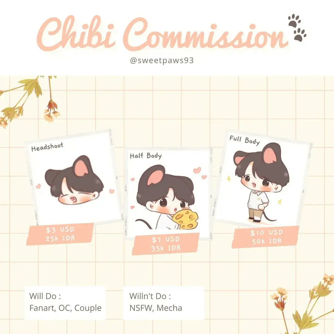 sweetpaws93's tweet photo. [shares are much appreciated]
Hello, i'm opening chibi commission again! If you have any question, please kindly DM me (´｡• ᵕ •｡`) ♡
#commisionsopen #chibicommission #commissionart #btsfanart #originalcharacter #coupleart https://t.co/B7jawYCVfm