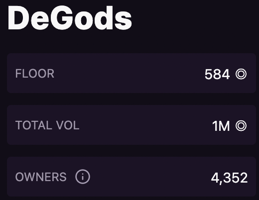 DegenerateNews's tweet image. BREAKING: @DeGodsNFT FP PUMPED TO 584 $SOL