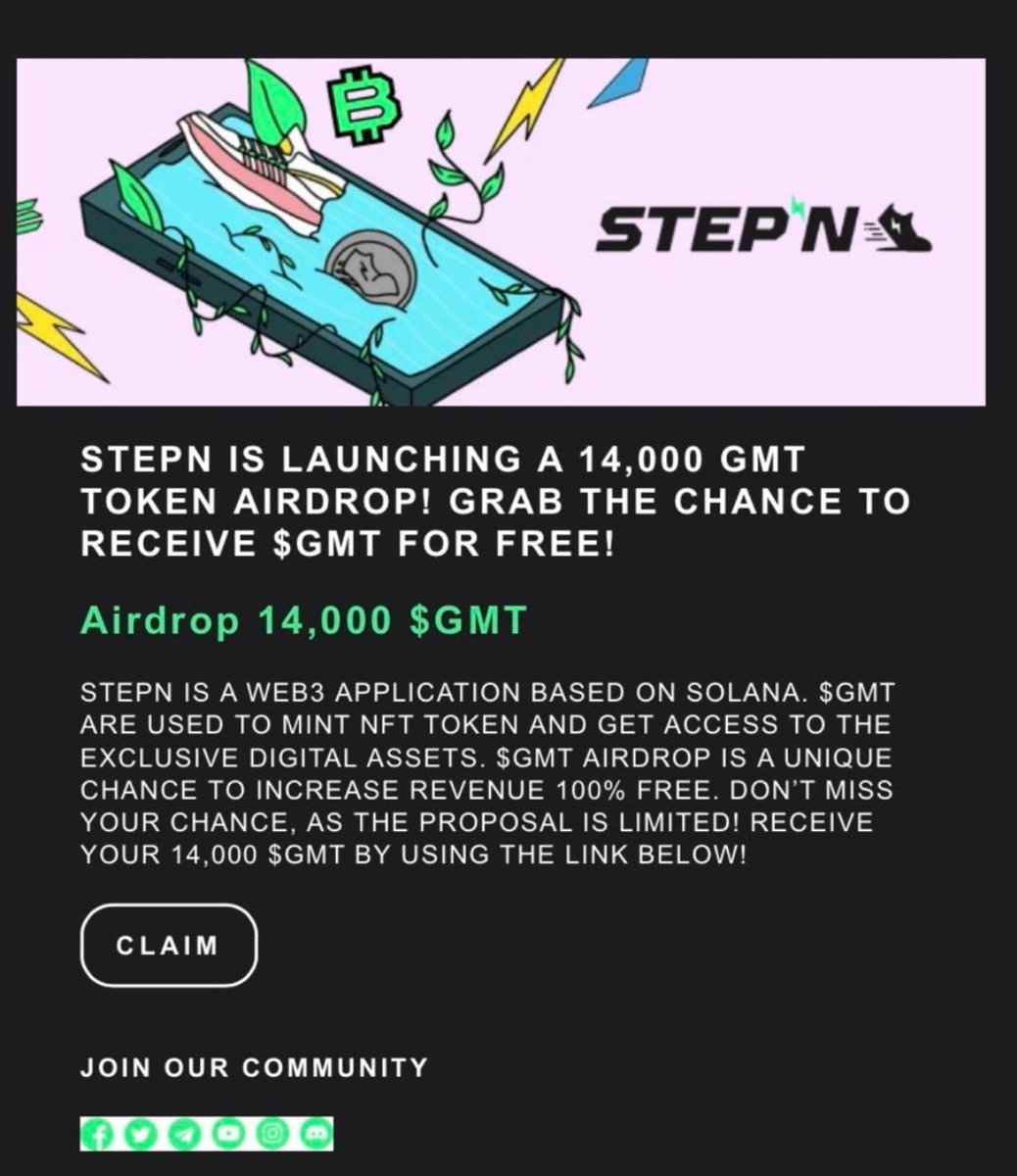 tradietrad3's tweet photo. SCAM ALERT
if you've been emailed this it's a scam don't interact with it...
Stay safe and if you question something ask an ambassador and we will run it by the team for you! Thankyou @Cryptoe1987 for sharing this one!
#stepnscam
#stepnfam https://t.co/uNK8aoUyXt