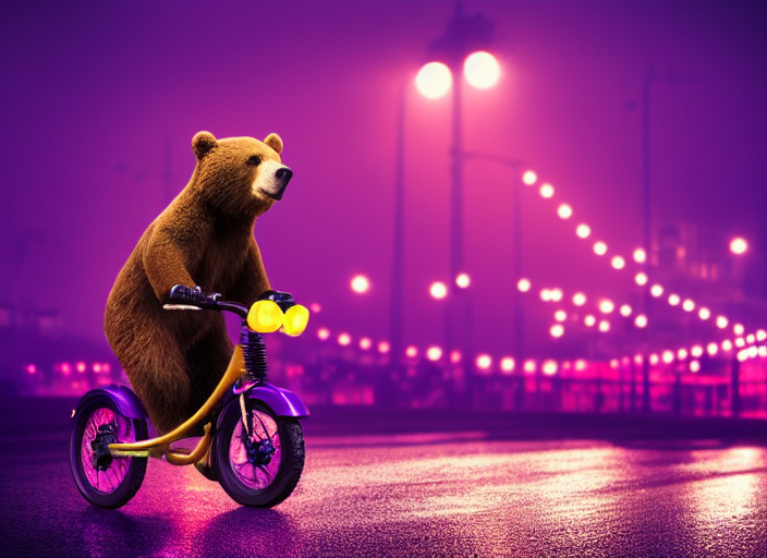 Topguy's tweet photo. #stablediffusion one bear riding a tricycle on a rainy night under streetlamps, highly detailed,studio photo, DSLR f32, vivid purple blue and yellow tones
Steps: 70, Sampler: k_euler_a, CFG scale: 7, Seed: 4263534497 https://t.co/Ghtjno8xKV