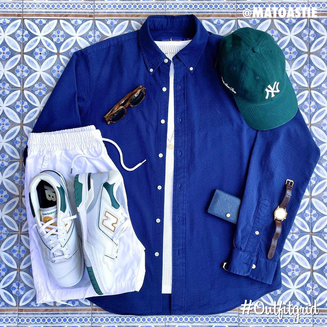 outfitgrid's tweet photo. Today's top #outfitgrid is by @matoastie.
▫️ #AimeLeonDore x #Yankees #Cap
▫️ #NewBalance550
▫️ #RalphLauren #Shirt
▫️ #ColorfulStandard #Shorts
▫️ #LouisVuitton #Wallet
▫️ #FlatlistEyewear #Sunglasses https://t.co/tKoF8QdYjh