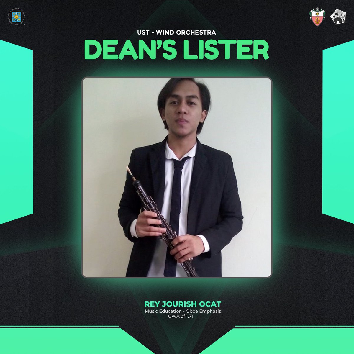 The UST Wind Orchestra congratulates our members who made it to the Dean’s List for the Academic Year 2021-2022! 🥳

#USTWO2022
#BeyondBorders
#USTCM