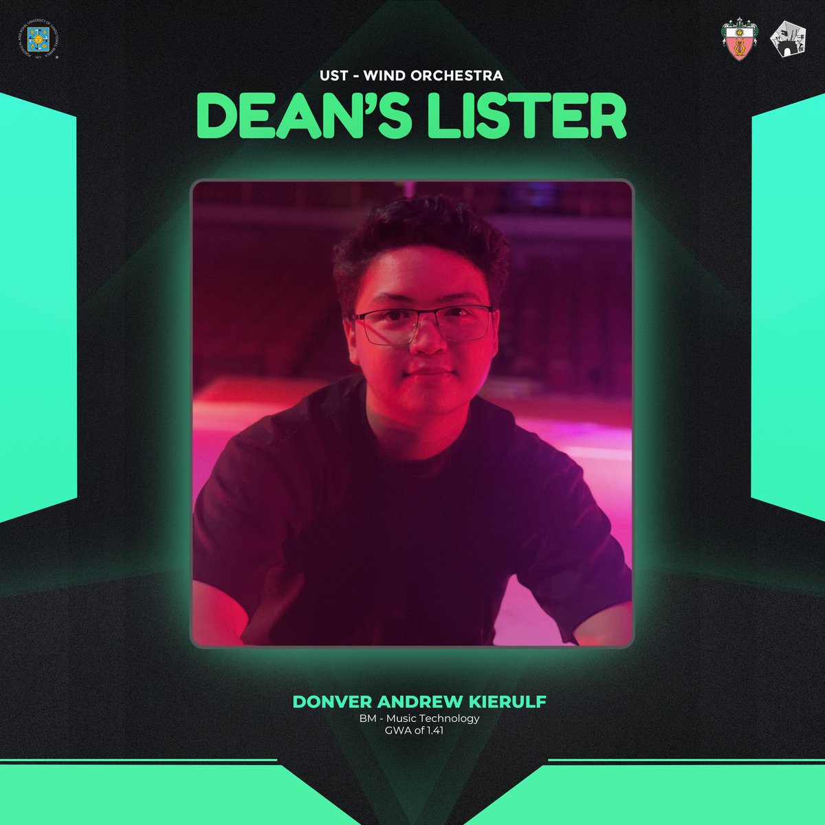 The UST Wind Orchestra congratulates our members who made it to the Dean’s List for the Academic Year 2021-2022! 🥳

#USTWO2022
#BeyondBorders
#USTCM