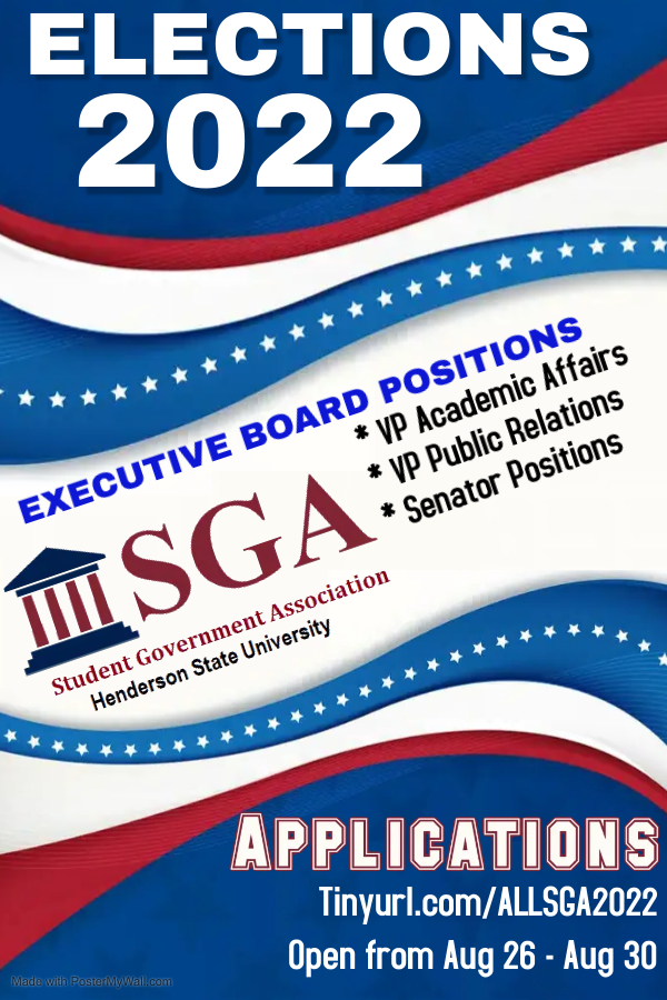 HendersonSGA's tweet photo. Interested in joining Student Government Association?
Applications open until Tuesday, August 30. 
We have 2 positions for freshmen and 3 executive board positions as well as several senator seats available.
Apply at https://t.co/XUsegeDb1X &amp; https://t.co/QgOBSnqX6W
#SGA2022 https://t.co/5GF5k1zGgD