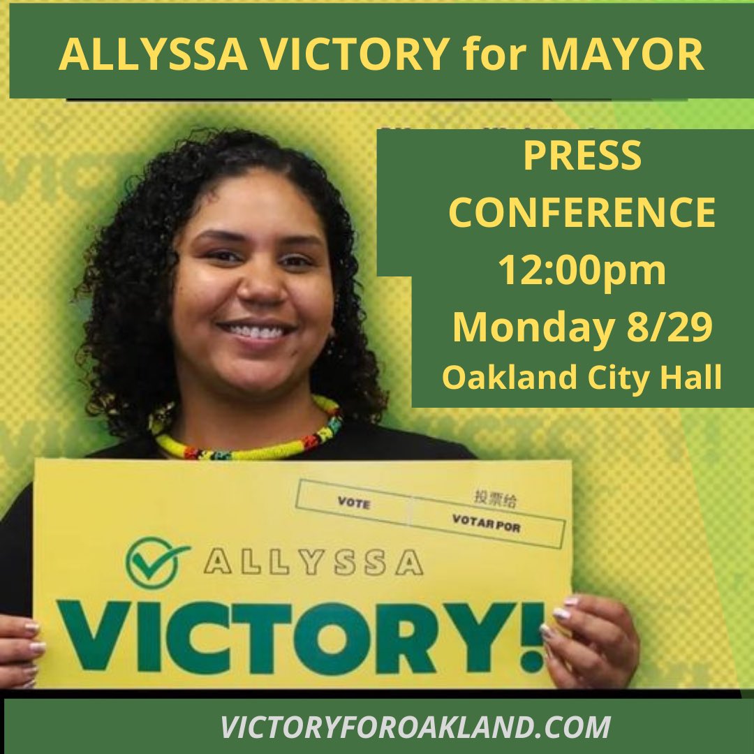 Calling all who want democracy and fair elections in the City of Oakland 📢📢 Join us for a press conference update. 

DATE: MONDAY AUGUST 29, 2022
TIME:12:00PM
LOCATION: Oakland City Hall, 1 Frank Ogawa Plaza (Oscar Grant Plaza)

#VictoryforOakland