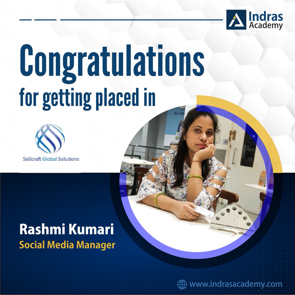 indranandyala's tweet photo. Congratulations Rashmi Kumari for being placed as social media Manager  at Sellcraft Global solutions. All the best in your endeavours.

#digitalmarketingplacenents #digitalmarketingtraining #indrasacademy #digitalmarketingcourses #placements #seotraining #ppctraining https://t.co/6HWsjmKBeY