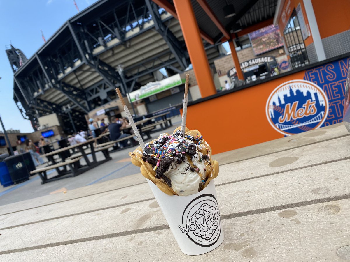 JohnCerilli's tweet photo. Well, it was a tough one for the @Mets today… But I took down this delightful @Wowfulls treat to kill the pain. Didn’t work, but it WAS delicious! @AmazinMetsFood #CitiFieldEats #LGM #LFGM #Flushing #Queens #NYC @MLB #baseball #icecream #waffles ⚾️ 🍎 🎩 💙 🧡 🍨 🧇 https://t.co/vd7xbzrOq4