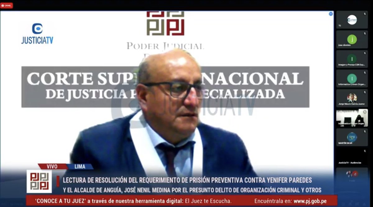 #LoÚltimo Juzgado declara fundado pedido de prisión preventiva por 30 meses para Yenifer Paredes y José Medina, investigados por el presunto delito de organización criminal y otros. Medida fue solicitada por Equipo de Fiscales Contra la Corrupción del Poder del #MinisterioPúblico