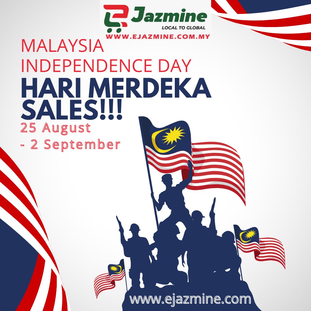 jazmineglobal's tweet photo. Jualan Merdeka kini kembali!😍📢 Jangan lepaskan peluang anda untuk merebut tawaran hebat kami di https://t.co/nXdIRIpS6V.
.
PROMOSI JUALAN MERDEKA bermula 25 Ogos sehingga 2 September 2022!!! ✨

Visit https://t.co/nXdIRIpS6V now!!
.
.
.
#merdekasale #sale #kitajagakita https://t.co/GKaaienAeM