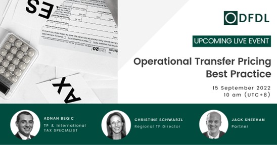 DFDLLegalandTax's tweet photo. DFDL Webinar I Operational Transfer Pricing Best Practice I 15 September 2022

👉 More details: https://t.co/hKkBbBXCC0

📲 Link to register here: https://t.co/PsZMAGuH3K

#DFDL #OperationalTransferPricing https://t.co/EyCMBA06FT