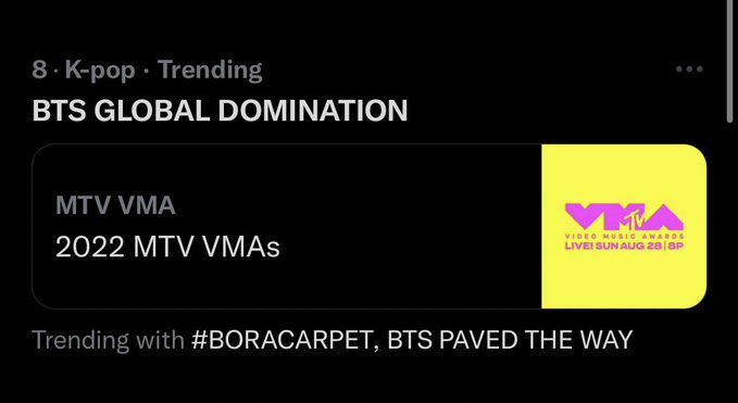 bangtanArmyxV's tweet photo. Vmas should thank ARMYs for the trend. 😎

BTS GLOBAL DOMINATION 
BTS PAVED THE WAY
BTS IS THE WINNER
BTS BTS BTS https://t.co/uZtLBj0uAk