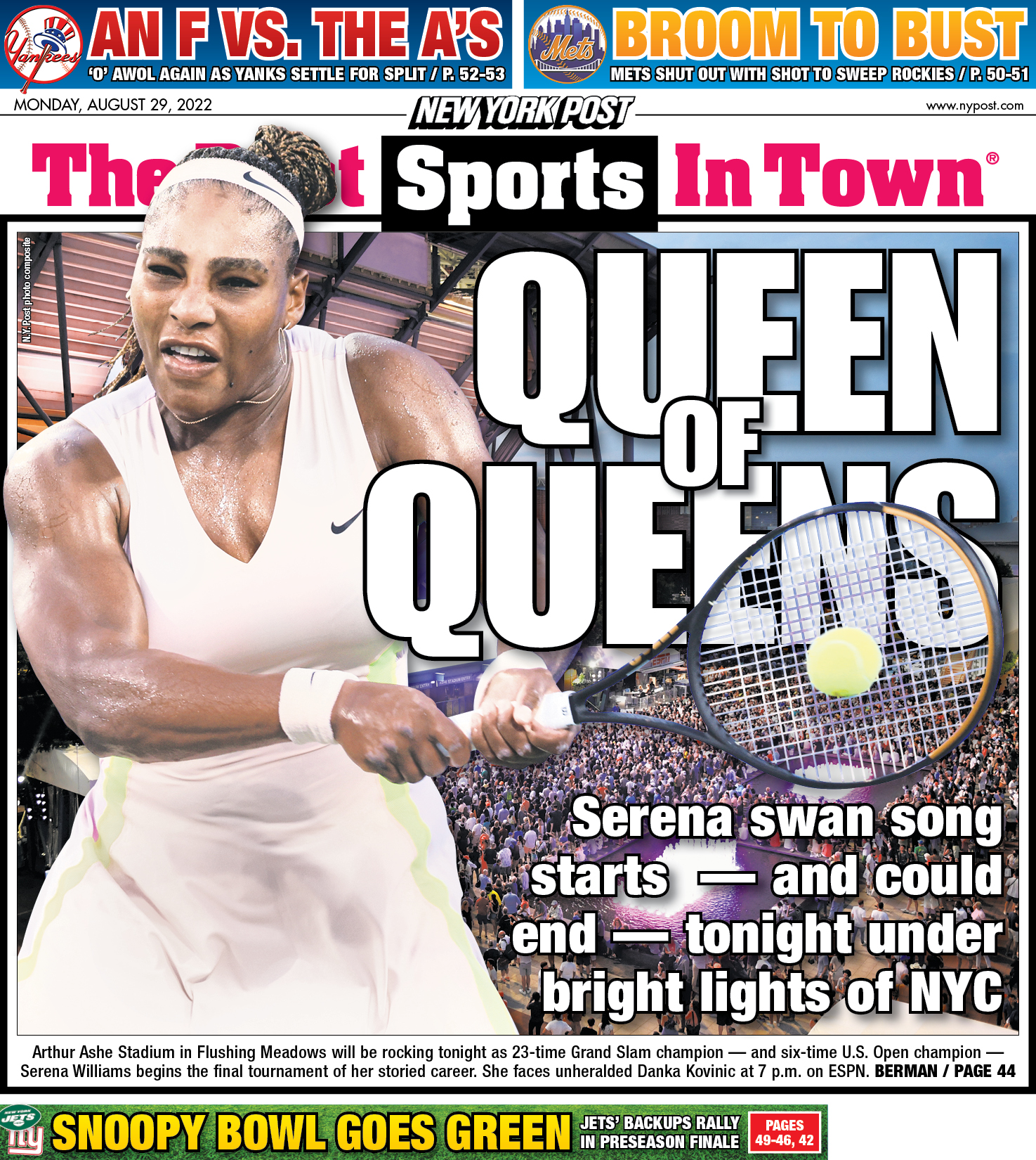 The back page: Serena is the QUEEN OF QUEENS. 